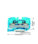 2-conductor through terminal block; 10 mm²; for Ex e II and Ex i applications; side and center marking; for DIN-rail 35 x 15 and 35 x 7.5; Push-in CAGE CLAMP®; 10,00 mm²; blue