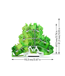 Triple-deck terminal block; 6-conductor ground terminal block; PE; without marker carrier; suitable for Ex e II applications; internal commoning; for DIN-rail 35 x 15 and 35 x 7.5; 2.5 mm²; Push-in CAGE CLAMP®; 2,50 mm²; green-yellow