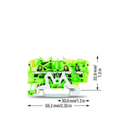 3-conductor ground terminal block; 1.5 mm²; suitable for Ex e II applications; side and center marking; for DIN-rail 35 x 15 and 35 x 7.5; Push-in CAGE CLAMP®; 1,50 mm²; green-yellow