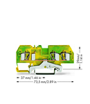 3-conductor ground terminal block; 4 mm²; center marking; for DIN-rail 35 x 15 and 35 x 7.5; CAGE CLAMP®; 4,00 mm²; green-yellow