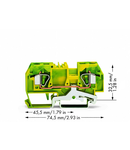 2-conductor ground terminal block; 6 mm²; center marking; for DIN-rail 35 x 15 and 35 x 7.5; CAGE CLAMP®; 6,00 mm²; green-yellow