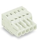 1-conductor female plug; 100% protected against mismating; 2.5 mm²; Pin spacing 5 mm; 4-pole; 2,50 mm²; light gray