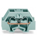 4-conductor terminal block; without push-buttons; with fixing flange; for screw or similar mounting types; Fixing hole 3.2 mm Ø; can be commoned with adjacent jumpers and staggered jumpers; CAGE CLAMP®; 1,50 mm²; gray