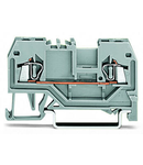 2-conductor through terminal block; 1.5 mm²; center marking; for DIN-rail 35 x 15 and 35 x 7.5; CAGE CLAMP®; 1,50 mm²; gray