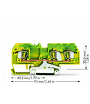 3-conductor ground terminal block; 6 mm²; center marking; for DIN-rail 35 x 15 and 35 x 7.5; CAGE CLAMP®; 6,00 mm²; green-yellow