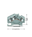 3-conductor through terminal block; 4 mm²; center marking; for DIN-rail 35 x 15 and 35 x 7.5; CAGE CLAMP®; 4,00 mm²; gray