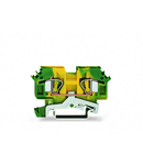 2-conductor ground terminal block; 6 mm²; lateral marker slots; for DIN-rail 35 x 15 and 35 x 7.5; CAGE CLAMP®; 6,00 mm²; green-yellow