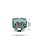 4-conductor miniature through terminal block; 2.5 mm²; with test option; center marking; for DIN-15 rail; CAGE CLAMP®; 2,50 mm²; gray