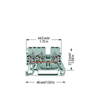 3-conductor through terminal block; 2.5 mm²; lateral marker slots; for DIN-rail 35 x 15 and 35 x 7.5; CAGE CLAMP®; 2,50 mm²; gray