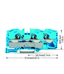 3-conductor through terminal block; 16 mm²; for Ex e II and Ex i applications; side and center marking; for DIN-rail 35 x 15 and 35 x 7.5; Push-in CAGE CLAMP®; 16,00 mm²; blue