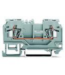 2-conductor through terminal block; 4 mm²; with test port; without shield contact; center marking; for DIN-rail 35 x 15 and 35 x 7.5; CAGE CLAMP®; 4,00 mm²; gray