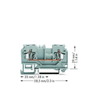 2-conductor through terminal block; 4 mm²; with test port; without shield contact; center marking; for DIN-rail 35 x 15 and 35 x 7.5; CAGE CLAMP®; 4,00 mm²; gray