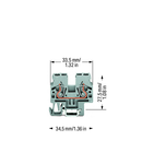 2-conductor through terminal block; 2.5 mm²; side and center marking; for DIN-15 rail; CAGE CLAMP®; 2,50 mm²; gray