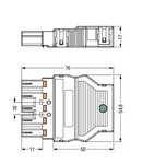 Plug; with strain relief housing; 5-pole; Cod. I; 4,00 mm²; blue