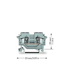 2-conductor through terminal block; 4 mm²; lateral marker slots; for DIN-rail 35 x 15 and 35 x 7.5; CAGE CLAMP®; 4,00 mm²; gray