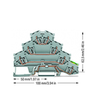 Quadruple-deck rail-mounted terminal block; Rail-mounted terminal block for electric motor wiring; L1 - L2 - L3 - PE; for DIN-rail 35 x 15 and 35 x 7.5; 2.5 mm²; CAGE CLAMP®; 2,50 mm²; gray