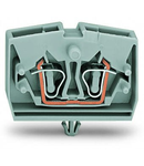 2-conductor terminal block; without push-buttons; with snap-in mounting foot; for plate thickness 0.6 - 1.2 mm; Fixing hole 3.5 mm Ø; 2.5 mm²; CAGE CLAMP®; 2,50 mm²; gray
