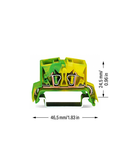 4-conductor Mini rail-mount terminal block; 2.5 mm²; center marking; for DIN-rail 35 x 15 and 35 x 7.5; CAGE CLAMP®; 2,50 mm²; green-yellow