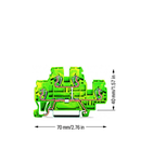 Double-deck terminal block; 4-conductor ground terminal block; PE; without marker carrier; internal commoning; for DIN-rail 35 x 15 and 35 x 7.5; 2.5 mm²; CAGE CLAMP®; 2,50 mm²; green-yellow