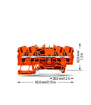 4-conductor through terminal block; 2.5 mm²; suitable for Ex e II applications; side and center marking; for DIN-rail 35 x 15 and 35 x 7.5; Push-in CAGE CLAMP®; 2,50 mm²; orange