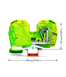 2-conductor ground terminal block; 35 mm²; with integrated end plate; side and center marking; only for DIN 35 x 15 rail; CAGE CLAMP®; 35,00 mm²; green-yellow