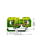 2-conductor ground terminal block; 10 mm²; center marking; for DIN-rail 35 x 15 and 35 x 7.5; CAGE CLAMP®; 10,00 mm²; green-yellow