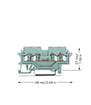 4-conductor through terminal block; 1.5 mm²; lateral marker slots; for DIN-rail 35 x 15 and 35 x 7.5; CAGE CLAMP®; 1,50 mm²; gray