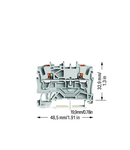 2-conductor through terminal block; with push-button; 2.5 mm²; with test port; suitable for Ex e II applications; side and center marking; for DIN-rail 35 x 15 and 35 x 7.5; Push-in CAGE CLAMP®; 2,50 mm²; gray