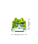 2-conductor ground terminal block; 2.5 mm²; lateral marker slots; for DIN-rail 35 x 15 and 35 x 7.5; CAGE CLAMP®; 2,50 mm²; green-yellow