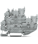 1-conductor/1-pin double deck receptacle terminal block; for DIN-rail 35 x 15 and 35 x 7.5; 2.5 mm²; Push-in CAGE CLAMP®; 2,50 mm²; gray