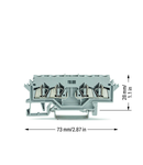 4-conductor carrier terminal block; for DIN-rail 35 x 15 and 35 x 7.5; 2.5 mm²; CAGE CLAMP®; 2,50 mm²; gray