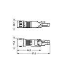 Socket; with strain relief housing; 2-pole; Cod. A; 1,50 mm²; black