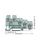 4-conductor sensor terminal block; with colored conductor entries; 2.5 mm²; CAGE CLAMP®; 2,50 mm²; gray