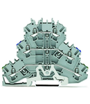 Triple-deck terminal block; Ground conductor/through/through terminal block; PE/N/L; without marker carrier; suitable for Ex e II applications; for DIN-rail 35 x 15 and 35 x 7.5; 2.5 mm²; Push-in CAGE CLAMP®; 2,50 mm²; gray