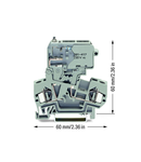 2-conductor fuse terminal block; with pivoting fuse holder; for 5 x 20 mm miniature metric fuse; with blown fuse indication by neon lamp; 230 V; for DIN-rail 35 x 15 and 35 x 7.5; 4 mm²; CAGE CLAMP®; 4,00 mm²; gray