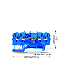 4-conductor through terminal block; 1.5 mm²; for Ex e II and Ex i applications; side and center marking; for DIN-rail 35 x 15 and 35 x 7.5; Push-in CAGE CLAMP®; 1,50 mm²; blue