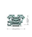 2-conductor through terminal block; 10 mm²; lateral marker slots; for DIN-rail 35 x 15 and 35 x 7.5; CAGE CLAMP®; 10,00 mm²; gray