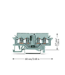 Component terminal block; 4-conductor; for lamp test circuits up to 60 V; with 2 diodes 1N4007; Right-side anode; for DIN-rail 35 x 15 and 35 x 7.5; 1.5 mm²; CAGE CLAMP®; 1,50 mm²; gray