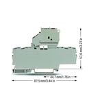 4-conductor fuse terminal block; with pivoting fuse holder; with end plate; for 5 x 20 mm miniature metric fuse; with blown fuse indication by LED; 12 - 30 V; for DIN-rail 35 x 15 and 35 x 7.5; 2.5 mm²; Push-in CAGE CLAMP®; 2,50 mm²; gray