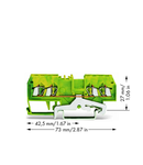 4-conductor ground terminal block; 1.5 mm²; center marking; for DIN-rail 35 x 15 and 35 x 7.5; CAGE CLAMP®; 1,50 mm²; green-yellow