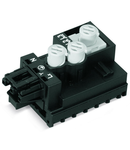 Tap-off module; for flat cable; 5 x 2.5 mm² + 2 x 1.5 mm²; 3-pole; Cod. A; with cable connection on the output side; black