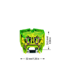 4-conductor Mini rail-mount terminal block; 2.5 mm²; center marking; for DIN-15 rail; CAGE CLAMP®; 2,50 mm²; green-yellow