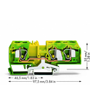 3-conductor ground terminal block; 10 mm²; center marking; for DIN-rail 35 x 15 and 35 x 7.5; CAGE CLAMP®; 10,00 mm²; green-yellow