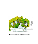 3-conductor ground terminal block; 4 mm²; center marking; for DIN-rail 35 x 15 and 35 x 7.5; CAGE CLAMP®; 4,00 mm²; green-yellow