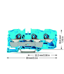3-conductor through terminal block; 10 mm²; for Ex e II and Ex i applications; side and center marking; for DIN-rail 35 x 15 and 35 x 7.5; Push-in CAGE CLAMP®; 10,00 mm²; blue