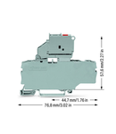 3-conductor fuse terminal block; with pivoting fuse holder; with end plate; for 5 x 20 mm miniature metric fuse; with blown fuse indication by LED; 12 - 30 V; for DIN-rail 35 x 15 and 35 x 7.5; 2.5 mm²; Push-in CAGE CLAMP®; 2,50 mm²; gray