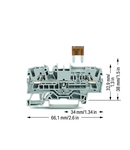 2-conductor fuse terminal block; for mini-automotive blade-style fuses; per DIN 7258-3f, ISO 8820-3; with test option; without blown fuse indication; 2.5 mm²; Push-in CAGE CLAMP®; 2,50 mm²; gray