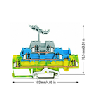 Triple-deck terminal block; Ground conductor/through/through terminal block; with marker carrier; for DIN-rail 35 x 15 and 35 x 7.5; 2.5 mm²; CAGE CLAMP®; 2,50 mm²; green-yellow/blue/gray