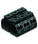 4-conductor chassis-mount terminal strip; 3-pole; N-PE-L1; with ground contact; for 3 mm ø screw and nut; 4 mm²; 4,00 mm²; black