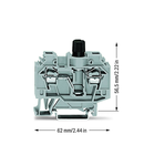 2-conductor fuse terminal block; for glass cartridge fuse ¼" x 1¼"; without blown fuse indication; for DIN-rail 35 x 15 and 35 x 7.5; 6 mm²; CAGE CLAMP®; 6,00 mm²; gray